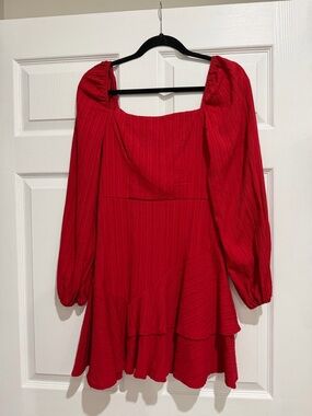 Dillard’s Women’s Red Square-Neck Long-Sleeve Mini Dress